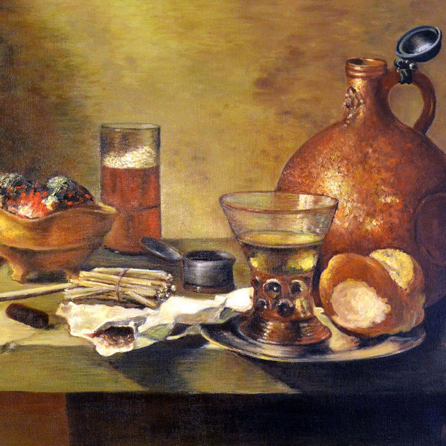 Zátiší (inspirace Pieter Claesz) | Olej na plátně | 80x60 cm | 2014