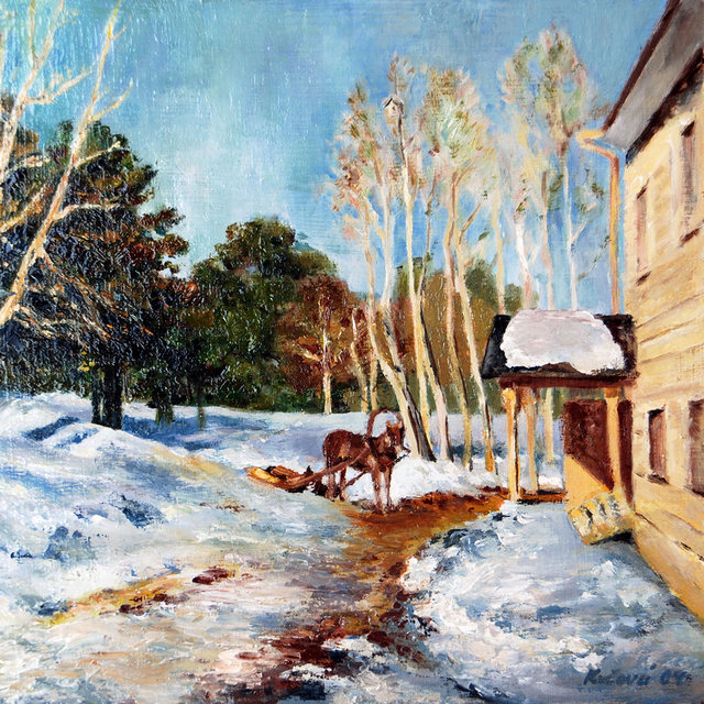 Na venkově | Olej na sololitu | 32x27 cm | 2004
