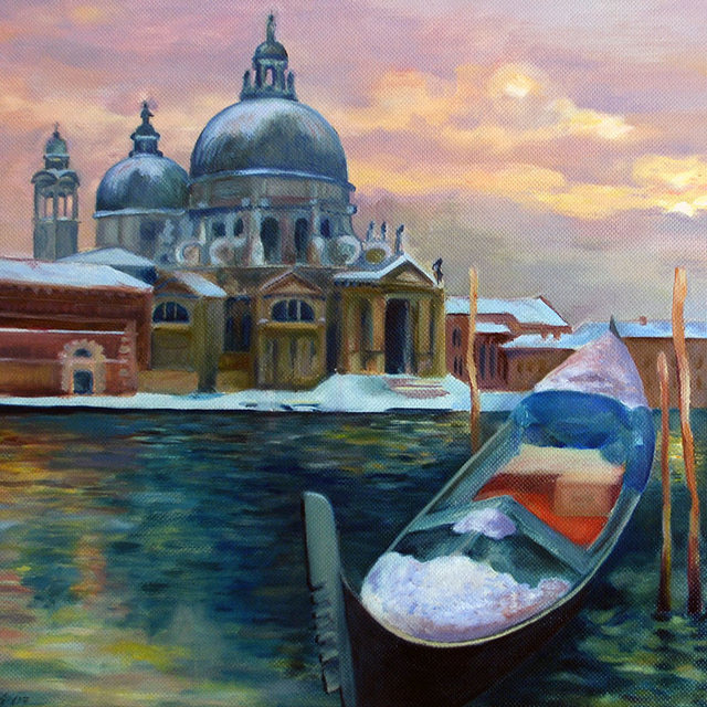 Zimní benátky | Olej na sololitu | 70x50 cm | 2007