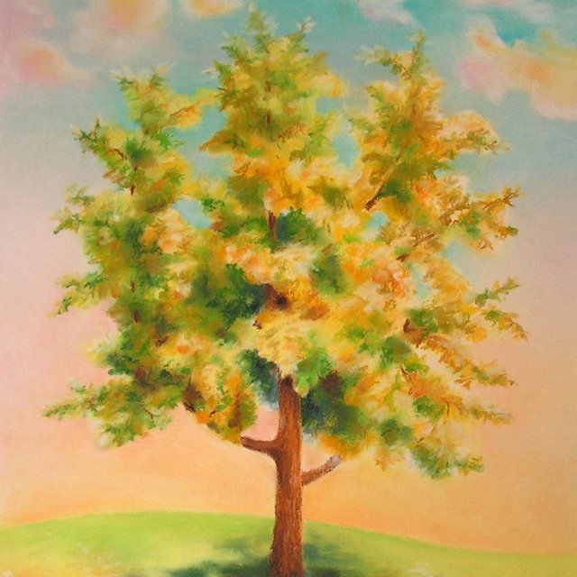Letní jabloň | Pastel na papíře