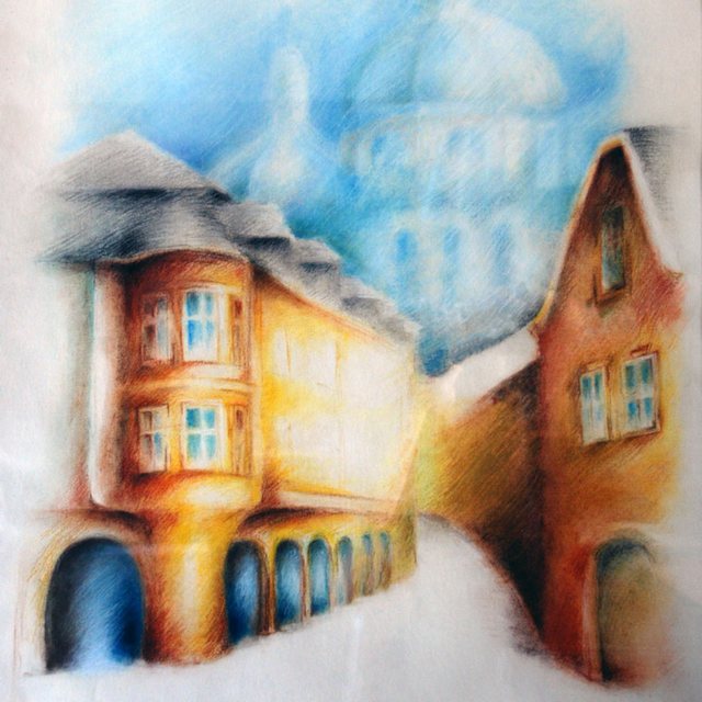 Olomouc Panská ulice | Pastel na papíře