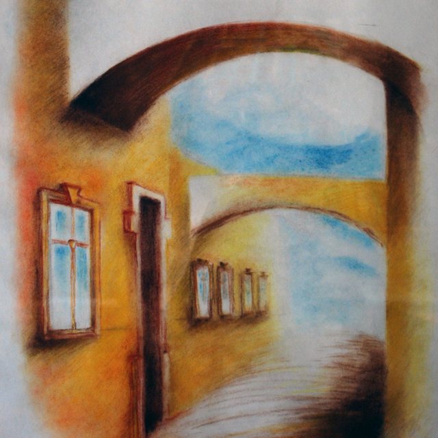 Studentská ulička | Pastel na papíře
