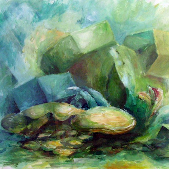 Zelená abstrakce | Tempera na papíře