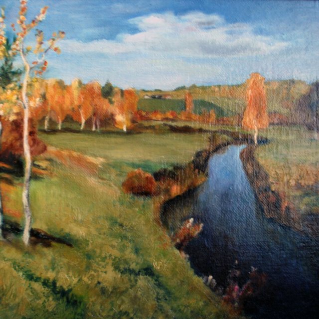 Podzimní potok | Olej na sololitu | 55x35 cm | 2007